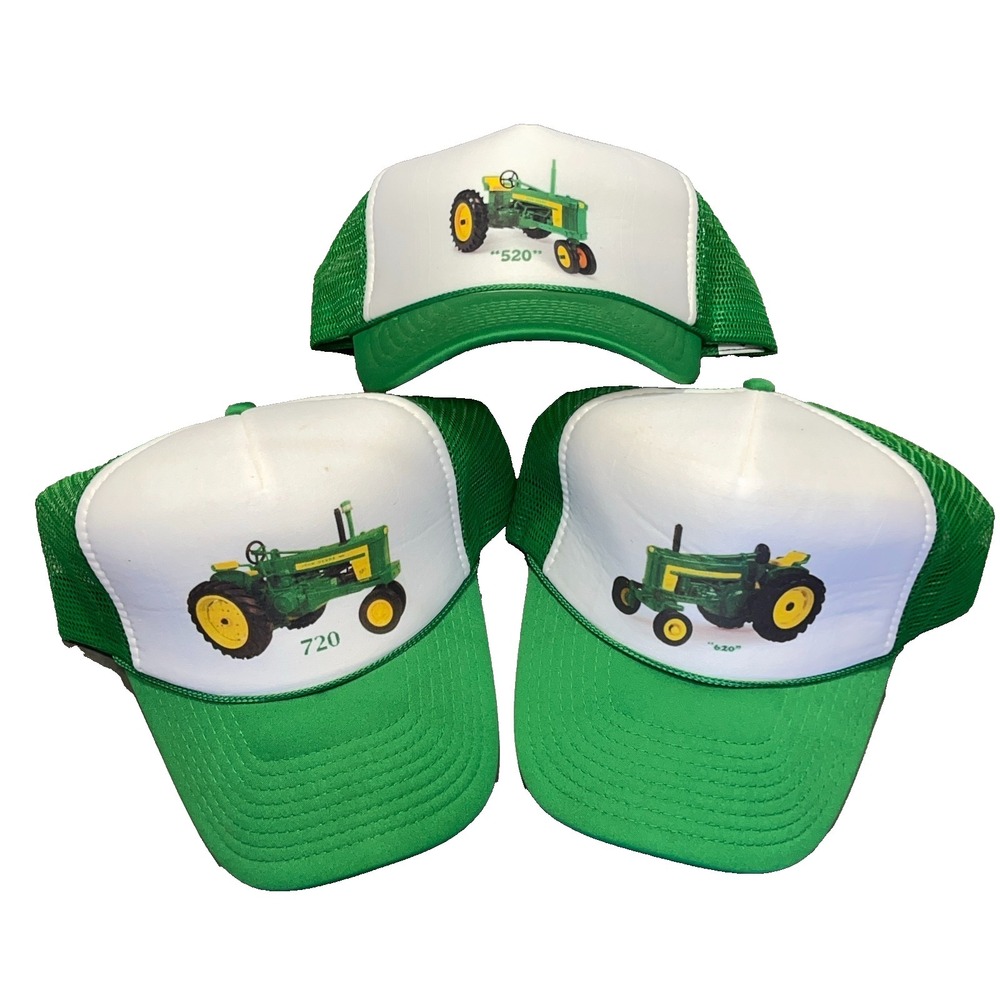 Vintage Trucker Hat Lot Snapback‎ Cap Mesh Green John Deere Farm Tractor